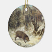 Courbet (偽造品)として署名する雪のイノシシ セラミックオーナメント (左)