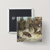 Courbet (偽造品)として署名する雪のイノシシ 缶バッジ (正面&裏面)