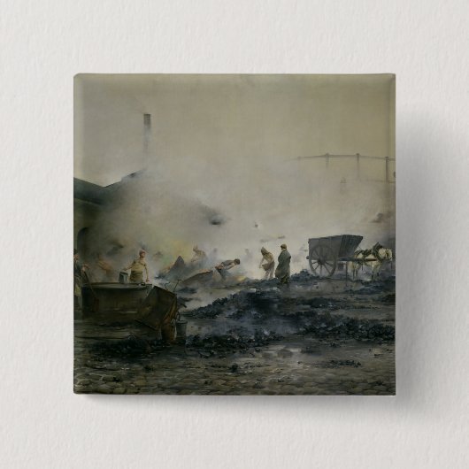 Courcelles 1884年のガスの工場 缶バッジ (正面)