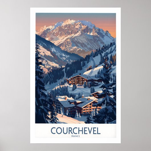 Courchevel Ski Print - France 1 ポスター (正面)
