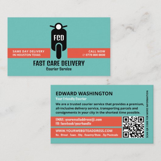 Courier Mopedロゴ、宅配便 名刺 (正面/裏面)