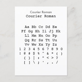 Courier Roman - Zazzleフォントサンプラーシート ポストカード