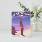 Courmayeurイタリアスキーポスター ポストカード (スタンド正面)