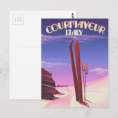 Courmayeurイタリアスキーポスター ポストカード (正面/裏面)