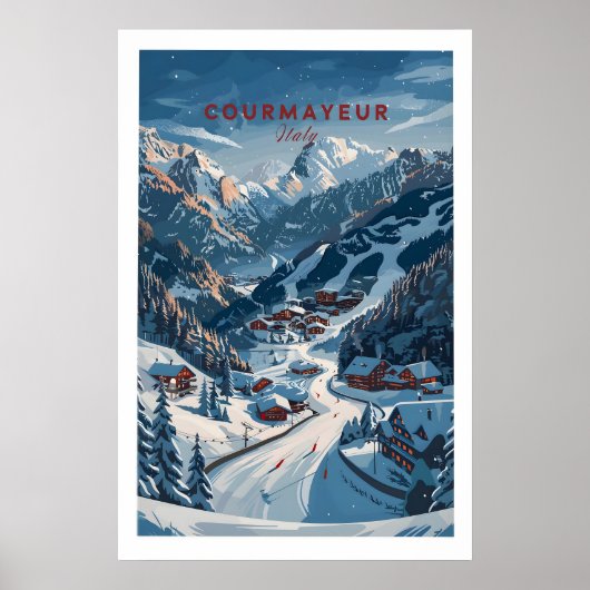 Courmayeur Travel Poster - Italy 1 ポスター (正面)