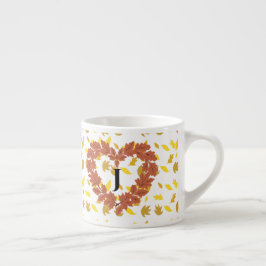 couronne d'automne sur son lit de feuilles エスプレッソカップ