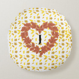 couronne d'automne sur son lit de feuilles ラウンドクッション