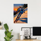 COURSE DE LA PENTE (Slope Race) -オリジナルアートDec ポスター (ホームオフィス)