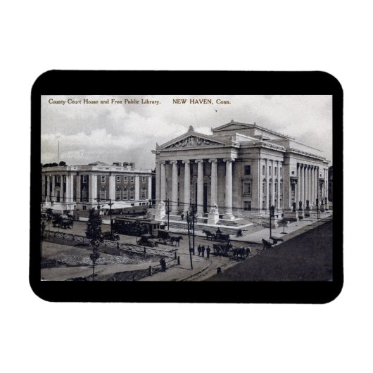 Court House, Library, New Haven CT 1912ヴィンテージPo マグネット (横)