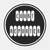 Court Reporter誇りを持った白黒ウィンドウのシール ラウンドシール (正面)
