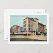 Court & Washington Sts., Binghamton, NYヴィンテージ ポストカード (正面/裏面)