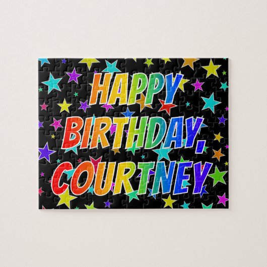 「COURTNEY」名、おもしろい「ハッピーバースデー」 ジグソーパズル (横)