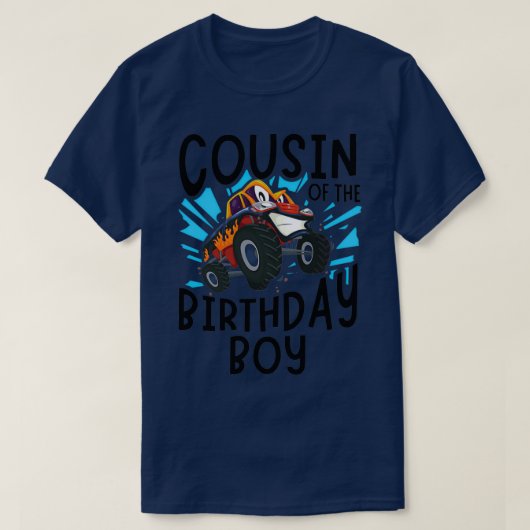 Cousin birthday cousin boy monster truck kid tシャツ (デザイン正面)
