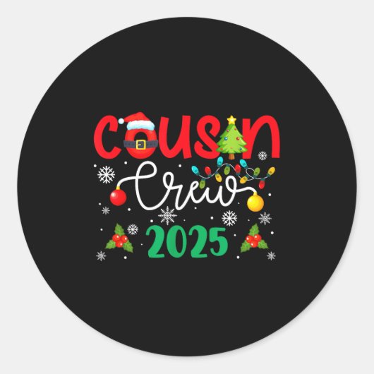 Cousin Crew 2025 Christmas Xmas Holiday Matching F ラウンドシール (正面)