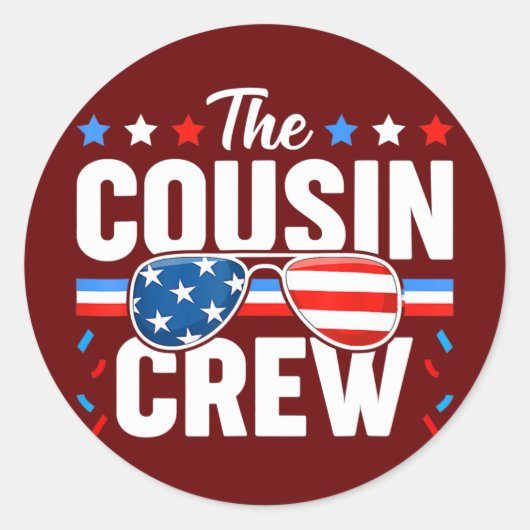 Cousin Crew 4th Of July Patriotic American Family ラウンドシール (正面)