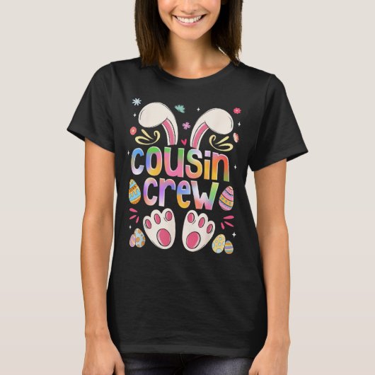 Cousin Crew Bunny Easter Family Matching Boys Girl Tシャツ (正面)