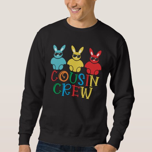 Cousin Crew Bunny Rabbit Eggs Cute Matching Easter スウェットシャツ (正面)
