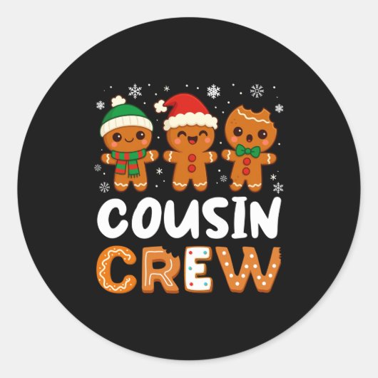 Cousin Crew Christmas 2025 Cookie Kids Boy Girl Fa ラウンドシール (正面)