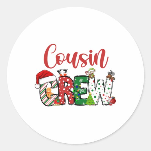 Cousin Crew Christmas Family Pajama Front And Back ラウンドシール (正面)