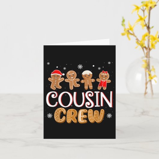 Cousin Crew Christmas Pajama Xmas Funny Gingerbrea カード (黄色い花)