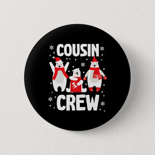 Cousin Crew Christmas Pjs - Polar Bear Family 缶バッジ (正面)