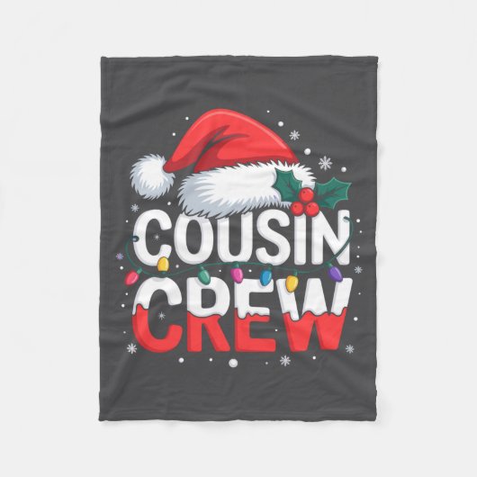 Cousin Crew Christmas Reindeer Antlers Hat Lights  フリースブランケット (正面)