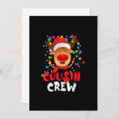 Cousin Crew Christmas Santa Hat Reindeer Matching 招待状 (正面/裏面)