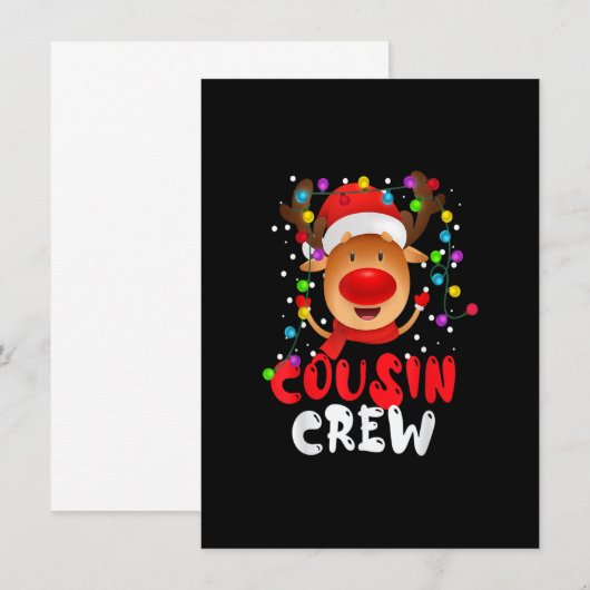 Cousin Crew Christmas Santa Hat Reindeer Matching  招待状 (正面/裏面)