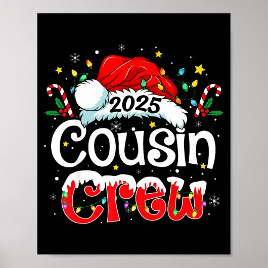Cousin Crew Christmas Xmas Lights Family Matching  ポスター (正面)