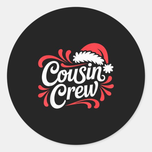 Cousin Crew Christmas Xmas Lights Family Matching  ラウンドシール (正面)