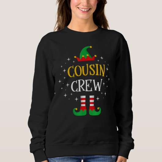 Cousin Crew Cute Xmas Elf Party Pajama PJ Matchin スウェットシャツ (正面)