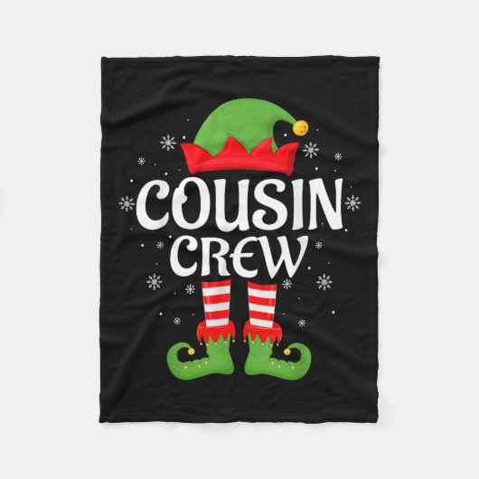 Cousin Crew Elf Xmas Matching Family Elf Squad Chr フリースブランケット (正面)