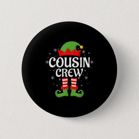 Cousin Crew Elf Xmas Matching Family Elf Squad Chr 缶バッジ (正面)