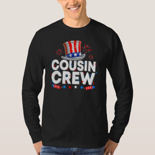 Cousin Crew Happy 4th Of July Uncle Sam Hat US Ame Tシャツ (正面)