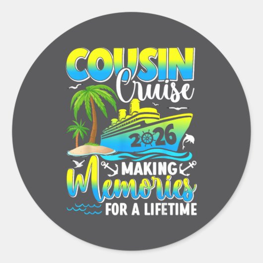 Cousin Cruise 2026 Summer Vacation Beach Family Tr ラウンドシール (正面)