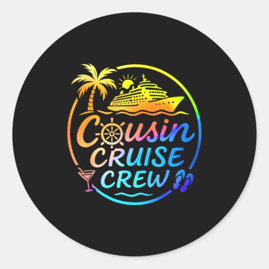 Cousin Cruise Crew Trocal Summer Vacation Matching ラウンドシール (正面)