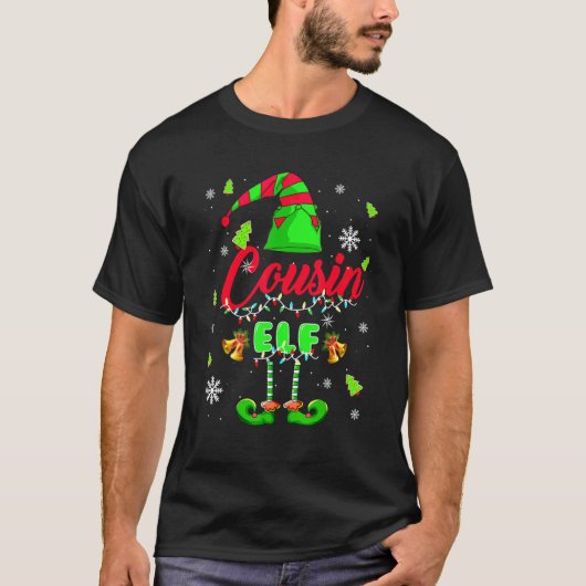 Cousin Elf Christmas Trees Lights Elf Costume Cous Tシャツ (正面)