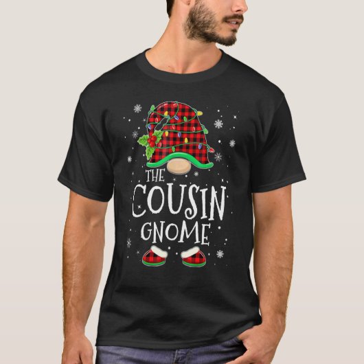 Cousin Gnome Red Plaid Matching Family Christmas P Tシャツ (正面)