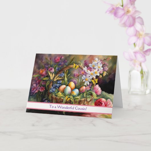 Cousin Happy Easter Pretty Easter Basket  カード (蘭)