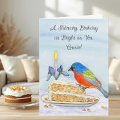 Cousin Happy February Birthday Painted Bunting カード