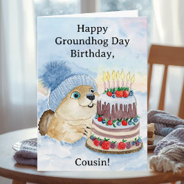 Cousin Happy Groundhog Day Birthday  カード