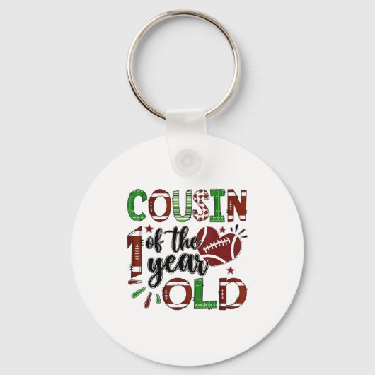 Cousin Of The 1 Year Old Football 1st Birthday Boy キーホルダー (正面)