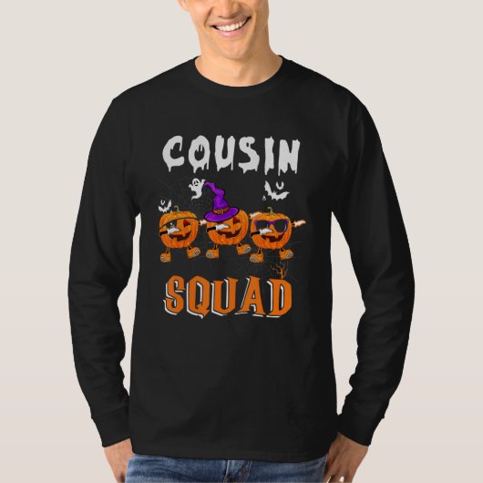Cousin Squad Halloween Three Dabbing Scary Pumpkin Tシャツ (正面)