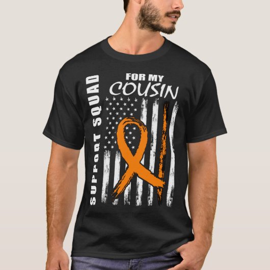 Cousin Support Squad Leukemia Awareness American F Tシャツ (正面)