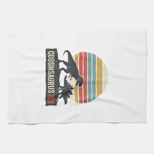 Cousinsaurus Rex Funny Dinosaur Vintage Shirt Desi キッチンタオル (横)