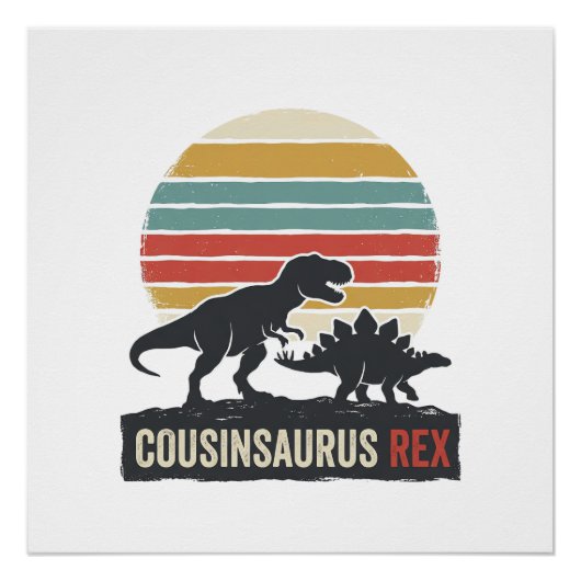 Cousinsaurus Rex Funny Dinosaur Vintage Shirt Desi ポスター (正面)