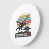 Cousinsaurus Rex Funny Dinosaur Vintage Shirt Desi ラージ壁時計 (傾斜)