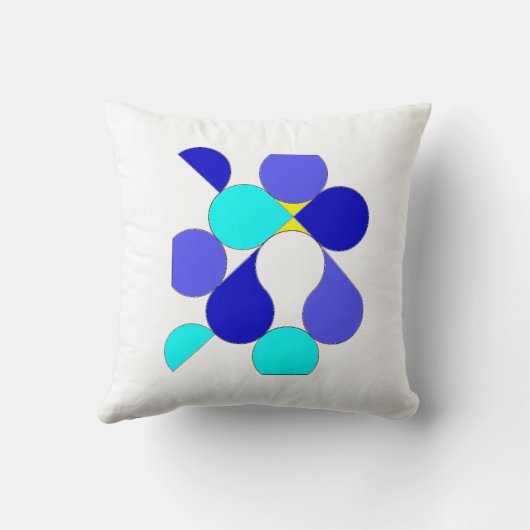 Coussin avec motif géométrique bleu et jaune クッション (裏面)