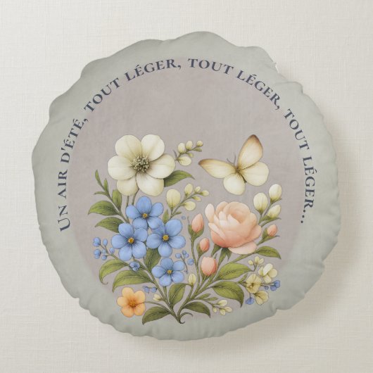 coussin boho un air d'été botanique ラウンドクッション (裏面)