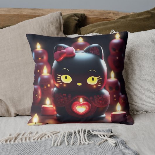 Coussin bougie romantique obscur Dark Kitty noir クッション